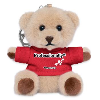 Incertaine professionnellement – Humour de bureau - Porte-clés ourson - rouge - Devant