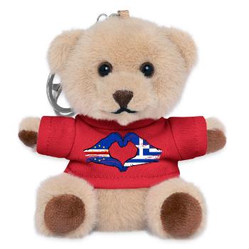 Cape Verde Greece flag hands heart shape used - Teddy Keyring - red - Front