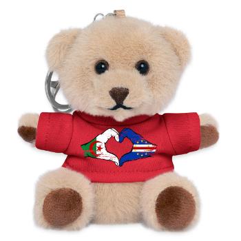 Algeria Cape Verde flag hands heart shape used - Teddy Keyring - red - Front