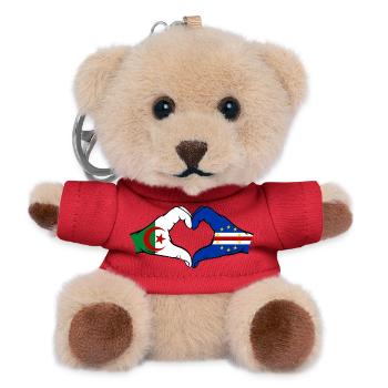 Algerien Kap Verde Flagge Hände Herzform - Teddy Schlüsselanhänger - Rot - Vorne