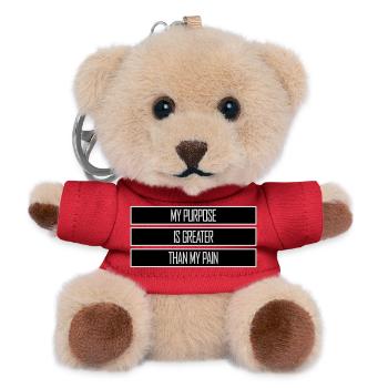 My Purpose Is Greater Than My Pain Meaning Quote Logo - Teddy Keyring - red - Front