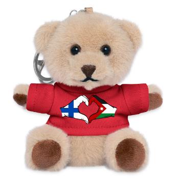Finnland Jordanien Flagge Hände Herzforrn - Teddy Schlüsselanhänger - Rot - Vorne