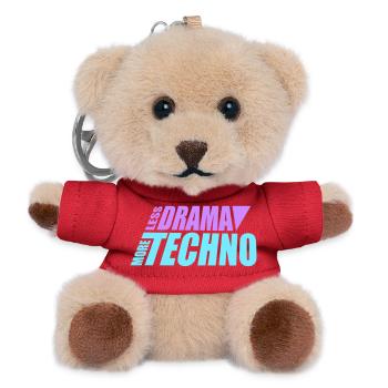 Less drama more techno Spruch Party Rave Logo Text - Teddy Schlüsselanhänger - Rot - Vorne
