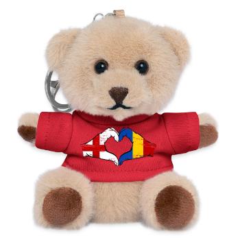 England Rumänien Flagge Hände Herzform used - Teddy Schlüsselanhänger - Rot - Vorne
