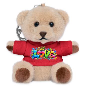 Love Graffiti Fluo: Das Geschenk, das schmilzt! - Teddy Schlüsselanhänger - Rot - Vorne