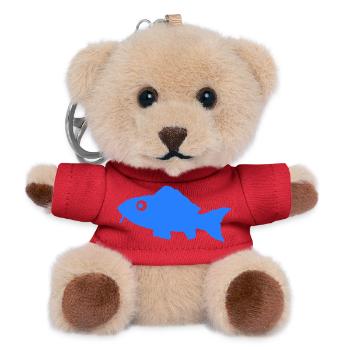 Blauer Fisch Silhouette - Teddy Schlüsselanhänger - Rot - Vorne