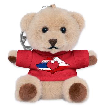 Thailand Polen Flagge Hände Herzform used - Teddy Schlüsselanhänger - Rot - Vorne