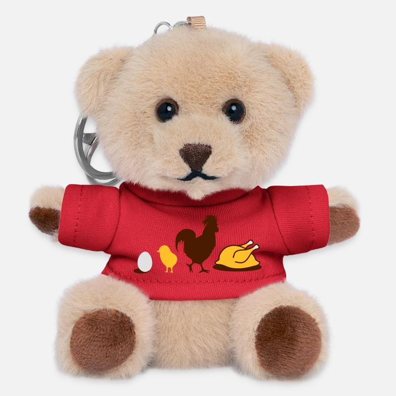 Ei,Küken,Hahn und Hähnchen-Geflügel Evolution - Teddy Schlüsselanhänger - Rot