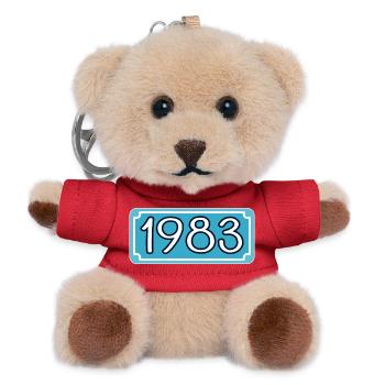 Year of birth 1983 - Lettering year 83 - Teddy Keyring - red - Front