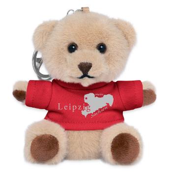 Leipzig - Mein Sachsen - Heimatstadt - Teddy Schlüsselanhänger - Rot - Vorne