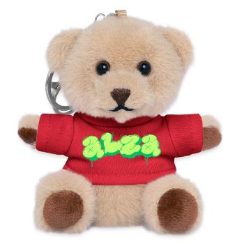 Bright Green Graffiti Style Design - Teddy Keyring - red - Front