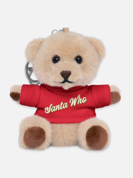 Santa Who Christmas Design - Teddy Keyring - red