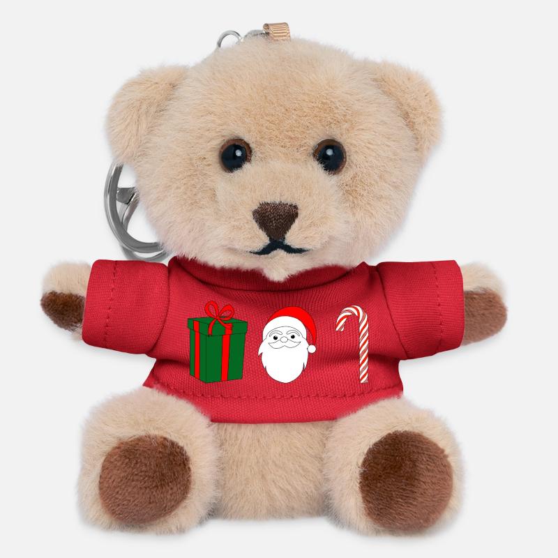 Christmas Joy GiftSanta Candy Cane - Teddy Keyring - red