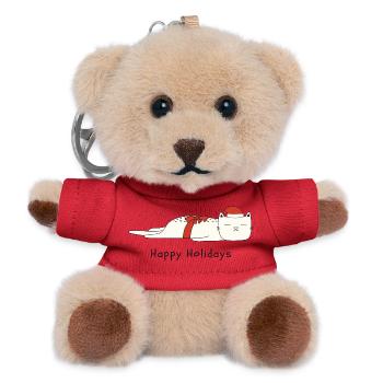 Lustige Katze Weihnachten - Teddy Schlüsselanhänger - Rot - Vorne