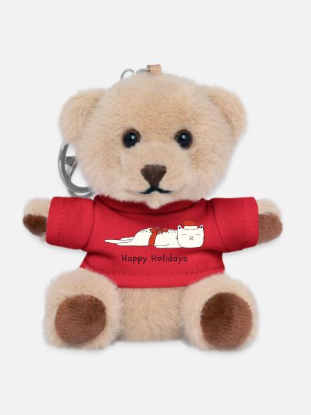 Lustige Katze Weihnachten - Teddy Schlüsselanhänger - Rot