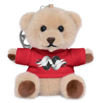 Abstrakte Formen – Dynamisches Schwarz-Weiß Design - Teddy Schlüsselanhänger - Rot - Vorne