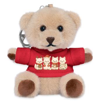 Polarfüchse Kinder Jungen Mädchen Weihnachtsfüchse - Teddy Schlüsselanhänger - Rot - Vorne