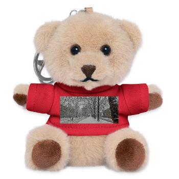 Winterallee im Schneefall - Teddy Schlüsselanhänger - Rot - Vorne