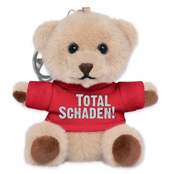 Total Schaden! Distressed Text - Teddy Schlüsselanhänger - Rot - Vorne