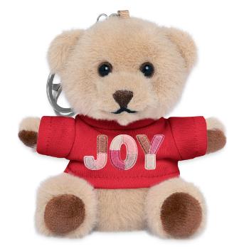 Lettrage en tissu rose patchwork Joy fait main - Porte-clés ourson - rouge - Devant