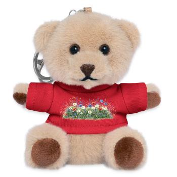 Colorful wildflower meadow with daisies - Teddy Keyring - red - Front