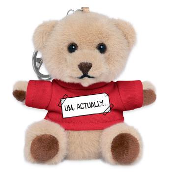 Um Actually Zettel Geklebt Nerd Klugscheißer Logo - Teddy Schlüsselanhänger - Rot - Vorne
