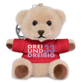 33. Geburtstag Geschenk Mann Frau - Teddy Schlüsselanhänger - Rot - Vorne