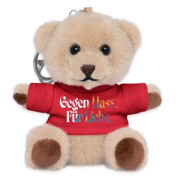 Liebe statt Hass Spruch Positivity Statement - Teddy Schlüsselanhänger - Rot - Vorne