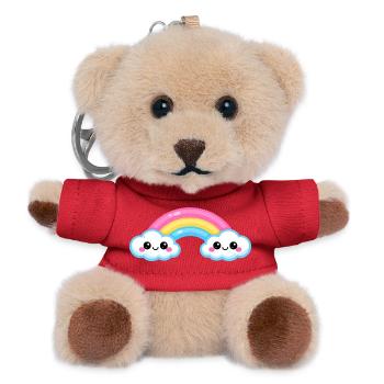 Cute Cloud Rainbow Duo - Teddy Keyring - red - Front