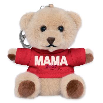 Mama 2027 Blütenprint - Teddy Schlüsselanhänger - Rot - Vorne