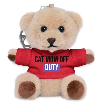 Cat Mom Off Duty - Cat Gift - Teddy Keyring - red - Front