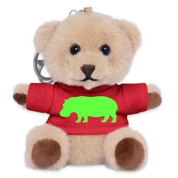 Silhouette d’hippopotame vert vif - Porte-clés ourson - rouge - Devant