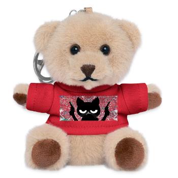 Katze mit Pistolen - Teddy Schlüsselanhänger - Rot - Vorne