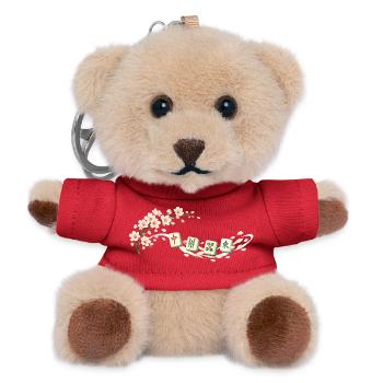 Florales Mahjong Blumen & Spielsteine - Teddy Schlüsselanhänger - Rot - Vorne