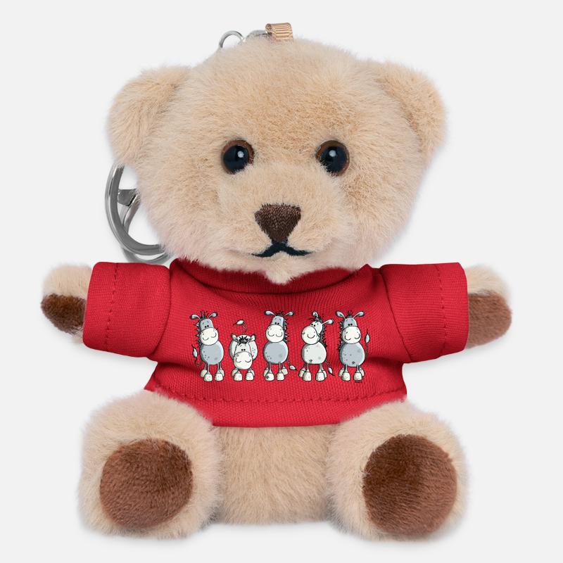 Funny Donkey - Animal - Teddy Keyring - red