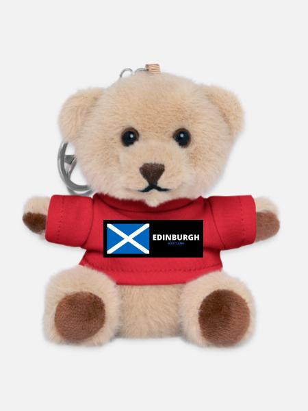 Edinburgh City mit schottischer Flagge - Teddy Schlüsselanhänger - Rot
