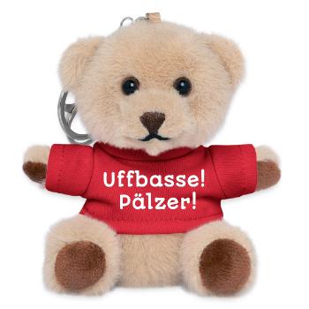 mundart designs alltag, uffbasse! Pälzer - Teddy Schlüsselanhänger - Rot - Vorne