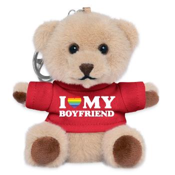 Ich liebe meinen Freund - LGBTQ - Teddy Schlüsselanhänger - Rot - Vorne