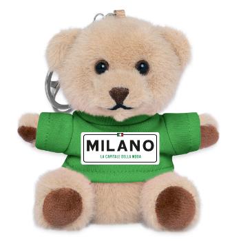 Panneau de la ville de Milan - Porte-clés ourson - vert - Devant