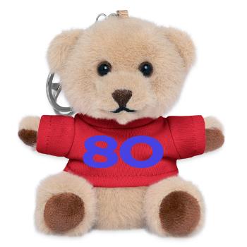 80. 80 JAHRE. 80-JÄHRIGES JUBILÄUM. 80. GEBURTSTAG. - Teddy Schlüsselanhänger - Rot - Vorne