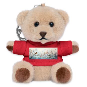 Landschaft mit Schmetterlingen - Teddy Schlüsselanhänger - Rot - Vorne
