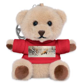 Fuchs Landschaft Schnee - Teddy Schlüsselanhänger - Rot - Vorne