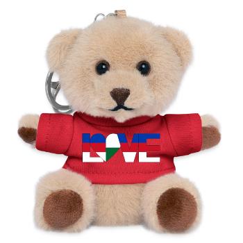 love Sorben Sachsen ein Herz für die Heimat - Teddy Schlüsselanhänger - Rot - Vorne