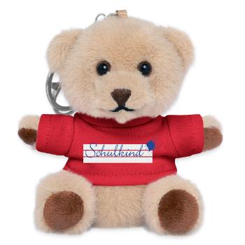 Schoolchild - inkblot blue on writing lines - Teddy Keyring - red - Front