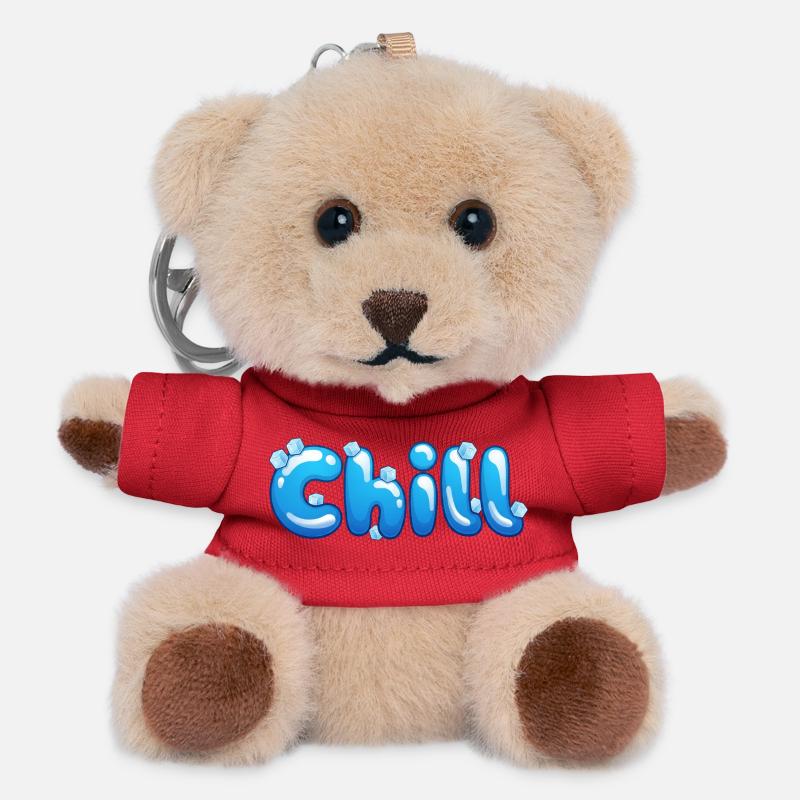 Chill – Fun Bubble Font Cool Summer Vibes T-Shirt - Teddy Keyring - red