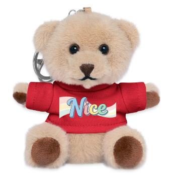 Nice Style-Design mit Regenbogentext - Teddy Schlüsselanhänger - Rot - Vorne