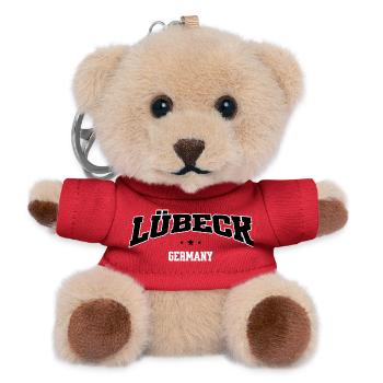 Lübeck Germany City Design Classic College - Teddy Keyring - red - Front