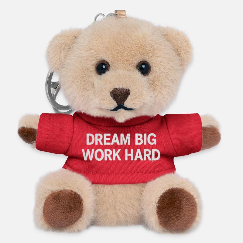Dream Big, Work Hard - Bold motivation Typography - Teddy Keyring - red