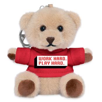 Work Hard. Play Hard. (Rot) - Teddy Schlüsselanhänger - Rot - Vorne