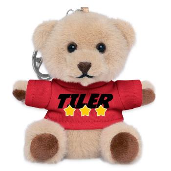Tiler – pro tile laying precision trade - Teddy Keyring - red - Front